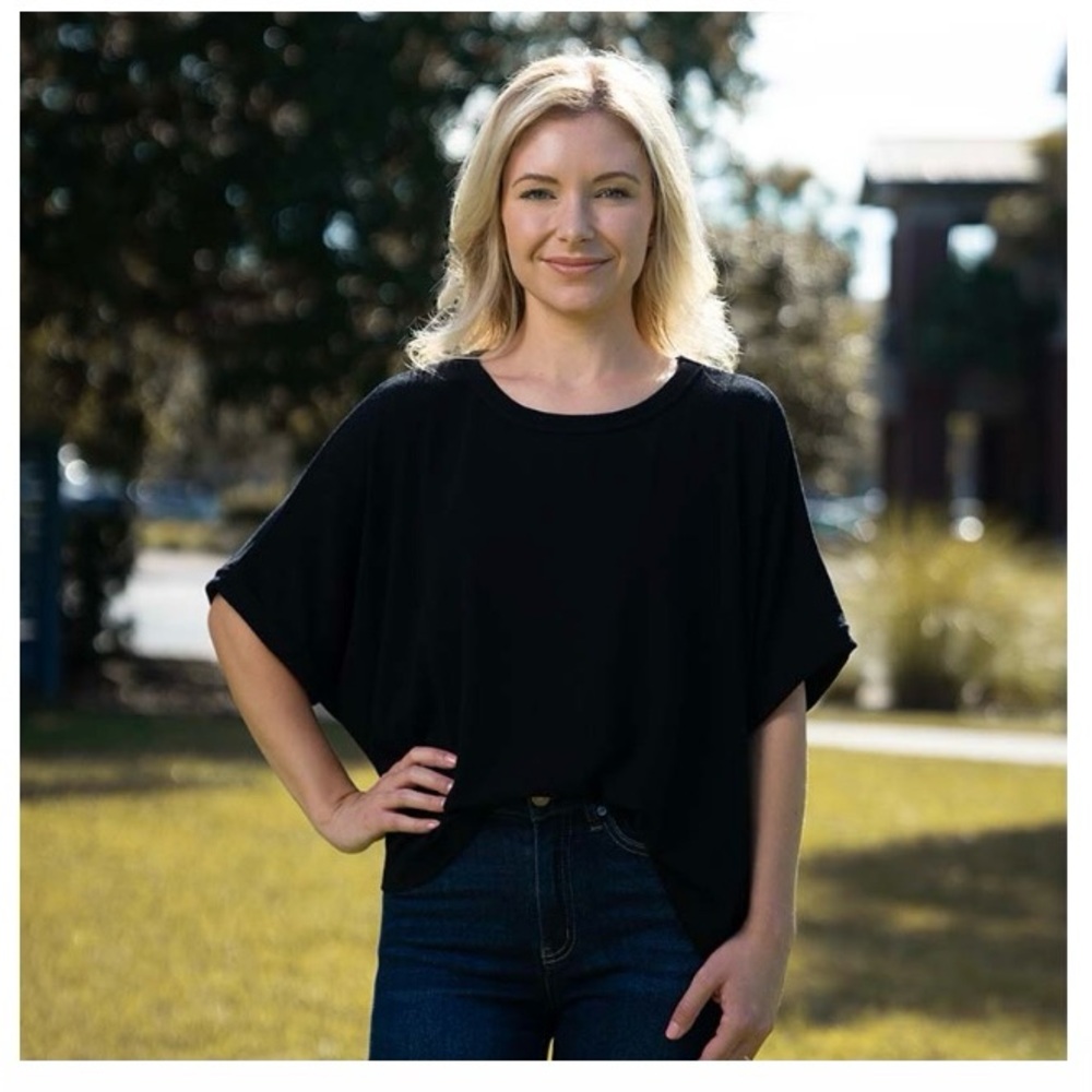 Charlotte Avery Dolman Sleeve Boxy Elegant Black Women's Top